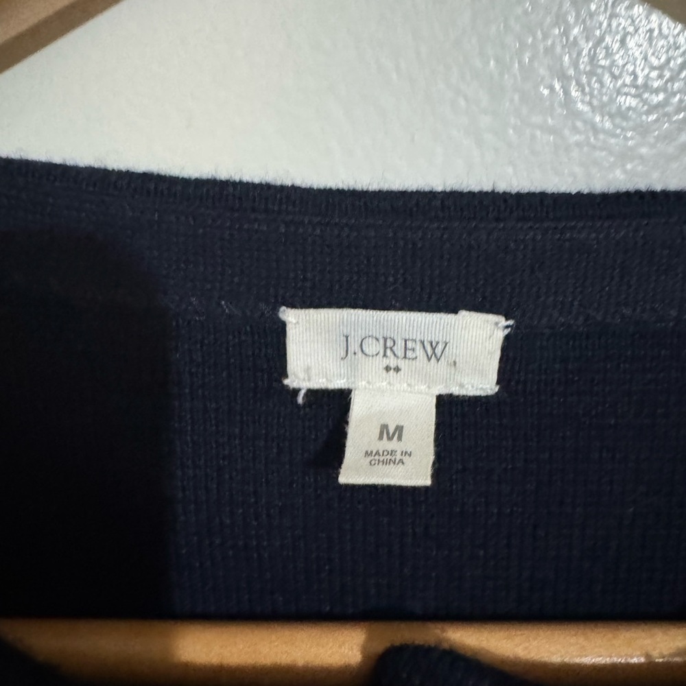 J Crew factory Women's Navy Jacket sweater Medium large buttons 100% cotton - Picture 2 of 6